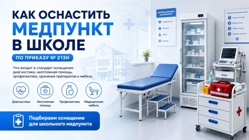 Оснащение медицинского пункта в школе по приказу № 213н