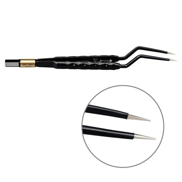 Пинцет биполярный байонетный антипригарный BOWA NON-Stick-Gold сферическая рукоятка, длина 180 мм, наконечники 0,6 мм, разъем евростандарт