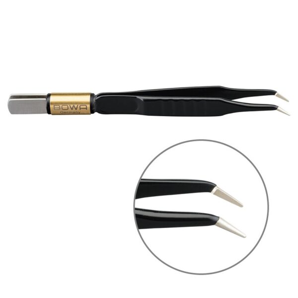 Пинцет биполярный прямой антипригарный BOWA NON-Stick-Gold плоская рукоятка, длина 110 мм, наконечники изогнутые 6x0,5 мм, разъем евростандарт