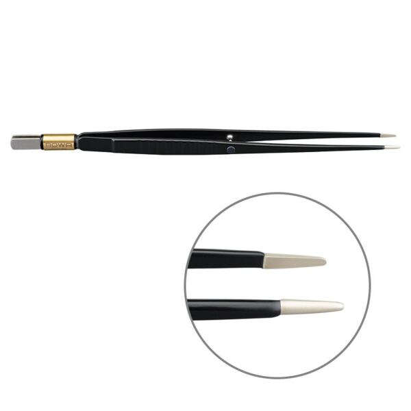 Пинцет биполярный прямой антипригарный BOWA NON-Stick-Gold плоская рукоятка, длина 195 мм, наконечники прямые 8x1 мм, разъем евростандарт