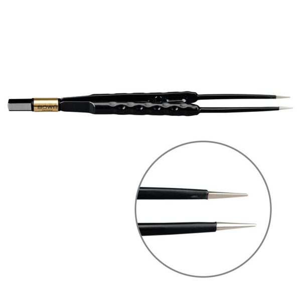 Пинцет биполярный прямой антипригарный BOWA NON-Stick-Gold сферическая рукоятка, длина 180 мм, наконечники прямые 0,6 мм, разъем евростандарт