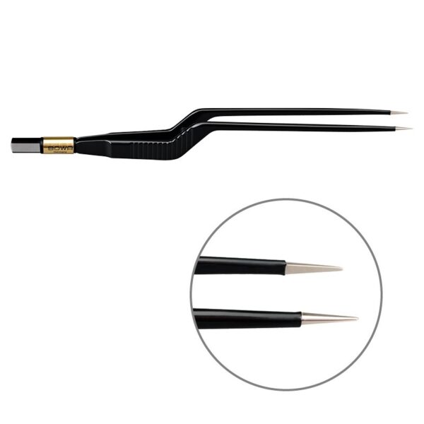 Пинцет биполярный байонетный антипригарный BOWA NON-Stick-Gold плоская рукоятка, длина 200 мм, наконечники прямые 0,6 мм, разъем евростандарт