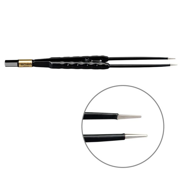 Пинцет биполярный прямой антипригарный BOWA NON-Stick-Gold сферическая рукоятка, длина 200 мм, наконечники прямые 1 мм, разъем евростандарт
