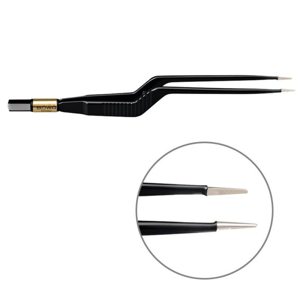 Пинцет биполярный байонетный антипригарный BOWA NON-Stick-Gold плоская рукоятка, длина 180 мм, наконечники прямые 1 мм, разъем евростандарт