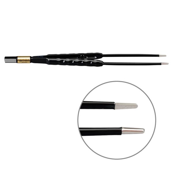 Пинцет биполярный прямой антипригарный BOWA NON-Stick-Gold сферическая рукоятка, длина 200 мм, наконечники прямые 2 мм, разъем евростандарт