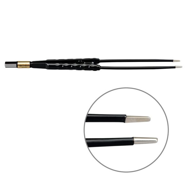 Пинцет биполярный прямой антипригарный BOWA NON-Stick-Gold сферическая рукоятка, длина 225 мм, наконечники прямые 2 мм, разъем евростандарт