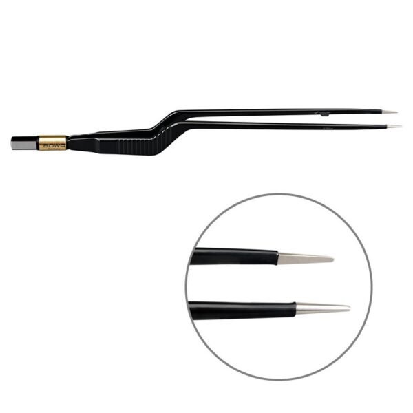 Пинцет биполярный байонетный антипригарный BOWA NON-Stick-Gold плоская рукоятка, длина 220 мм, наконечники прямые 1 мм, разъем евростандарт