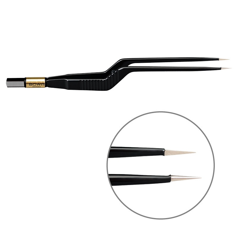 Пинцет биполярный байонетный антипригарный BOWA NON-Stick-Gold плоская рукоятка, длина 180 мм, наконечники прямые 0,3 мм, разъем евростандарт