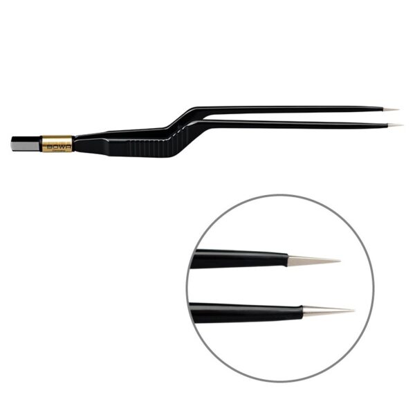 Пинцет биполярный байонетный антипригарный BOWA NON-Stick-Gold плоская рукоятка, длина 200 мм, наконечники прямые 0,3 мм, разъем евростандарт