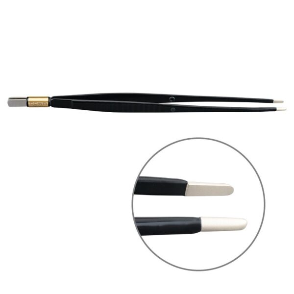 Пинцет биполярный прямой антипригарный BOWA NON-Stick-Gold плоская рукоятка, длина 220 мм, наконечники прямые 8x2 мм, разъем евростандарт
