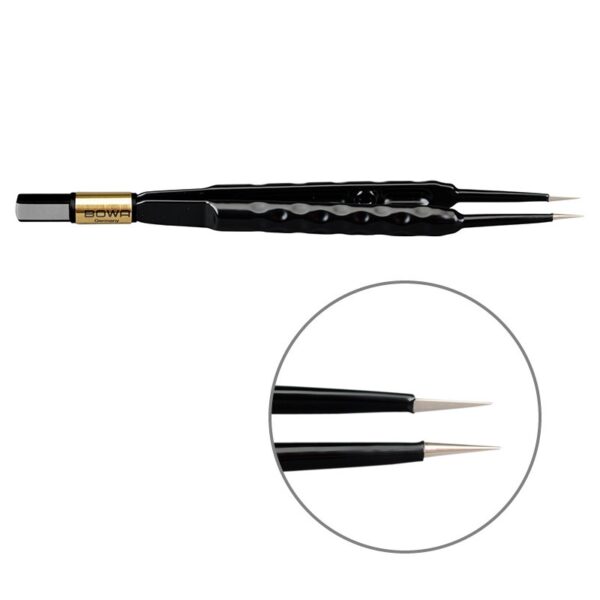 Пинцет биполярный прямой антипригарный BOWA NON-Stick-Gold сферическая рукоятка, длина 155 мм, наконечники прямые 0,3 мм, разъем евростандарт