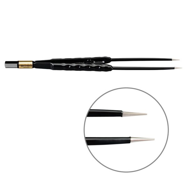 Пинцет биполярный прямой антипригарный BOWA NON-Stick-Gold сферическая рукоятка, длина 200 мм, наконечники прямые 0,6 мм, разъем евростандарт